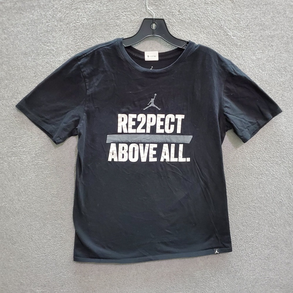 Air Jordan Men T-Shirt Medium‎ Black Respect Above All Jumpman Logo Tee